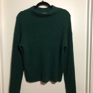 Evergreen Mock-Neck Ribbed Sweater